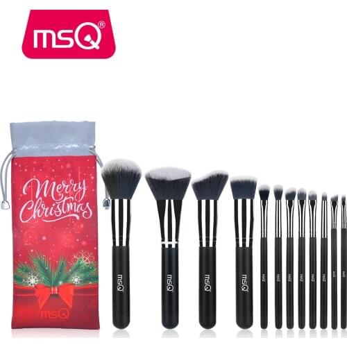 MSQ Professional 12pcs Makeup Brush Set Powder Contour Eyeshadow Makeup Tools Special Hair Shape With Christmas Bag
