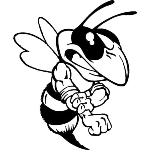 12.3*15CM Animal Car Styling Funny Cartoon Attacking Bee Car Stickers And Decal Accessories Black/Silver C9-1679