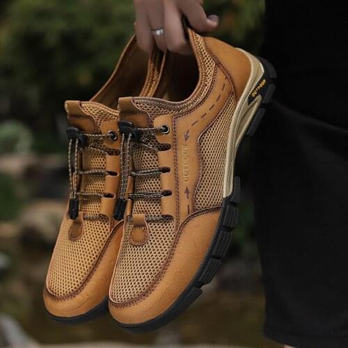 2021 New Men Outdoor Breathable Sport Shoes Antiskid Mountaineering Shoes Fashion Lightweight Work Shoes Big Size mens Shoes