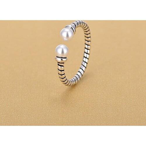 New Arrivals 925 Sterling Silver Open Rings With Pearl for Women Ring Fashion Sterling Silver Jewelry
