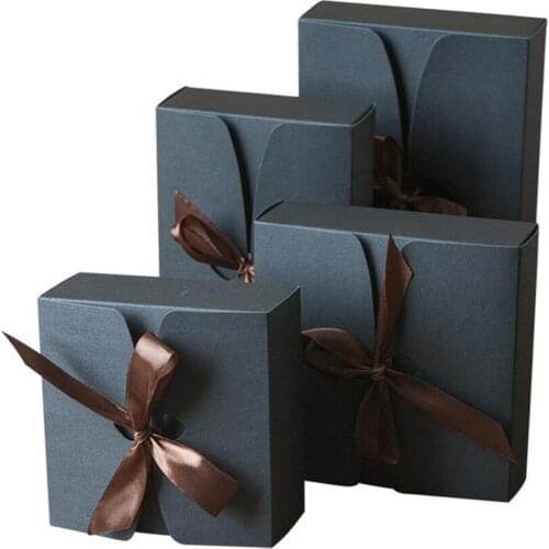 Wholesale 200 Pieces/lot Black Kraft boxes with ribbon, Wedding Favor Boxes gift boxes with Ribbon Gift Packing Box