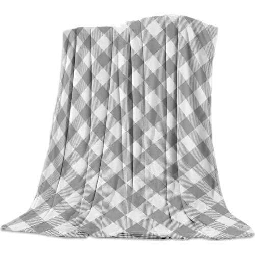 Pastoral Style Gray Lattice Throw Blanket Warm Microfiber Blanket Bedroom Sofa Supplies Blankets for Beds