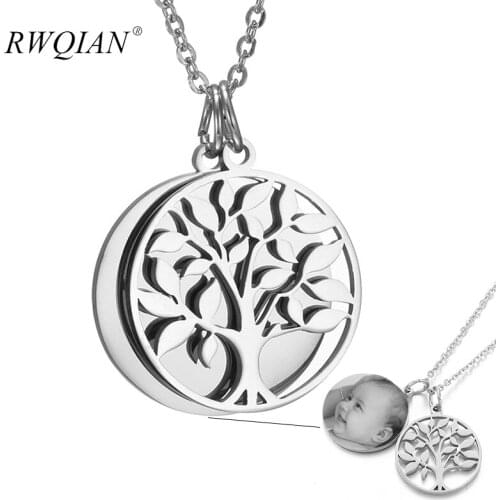 Tree of Life Pendants Custom Name Necklace Personalized Photo Necklaces Stainless Steel Choker for Women DIY Family Tree Jewelry