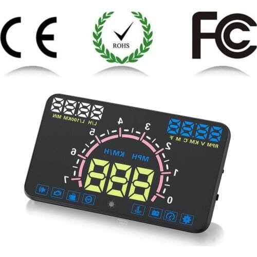 OBD2 II HUD Head-up Display 5.8 Inch Screen Projector OBD Scanner Speed Fuel Warning Alarm HUD Projector