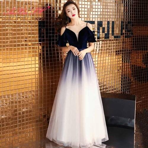 AXJFU luxury princess navy blue Flannelette white lace evening dress vintage party ruffles boat neck blue lace evening dress