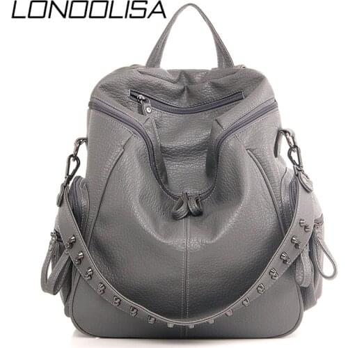 3-in-1 Designe Backpack Shoulder Bag Women Preppy Bookbag Mochilas Rivet Backpack Large Capacity School Bags For Teenage Girls