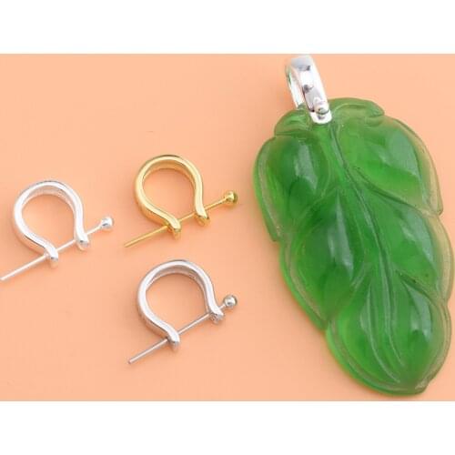 S925 Sterling Silver Gold Plated Pendant Clip Pin Buckle Emerald Jade Necklace Pendant Clip Clip Universal Button