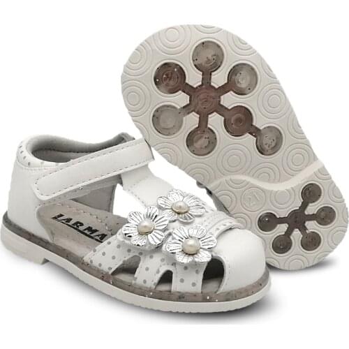 Girl Pearl flowers Sandals Kids Orthopedic Shoes Children Leather Sandals