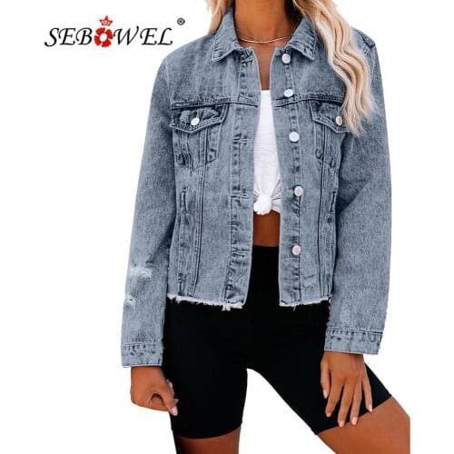Женские джинсовые куртки SEBOWEL China At AliExpress