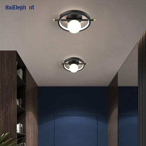 Modern Black/Gold Aisle Lamps For Corridor Balcony Loft Hall Home Deco Chandelier Lighting New LED Wall Lights Indoor Luminaire