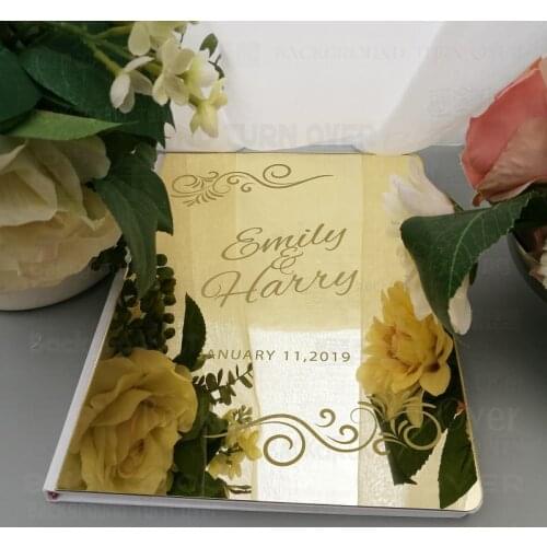 Wedding Guestbook Guest Book Engrave Carve Mirror Custom Names Date Customized Blank Favor Party White Signature Decor G018