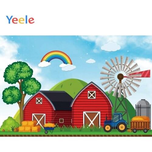 Cartoon Farm House Tractor Baby Shower Birthday Backdrop Vinyl Photography Backdrops Photographic Background For Photo Studio