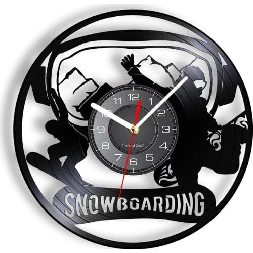 Snowboarding Vintage Design Illuminated Wall Clock Snowfield Skating Skiing Tools Vinyl CD Disc Wall Watch Wall Hanging Decor