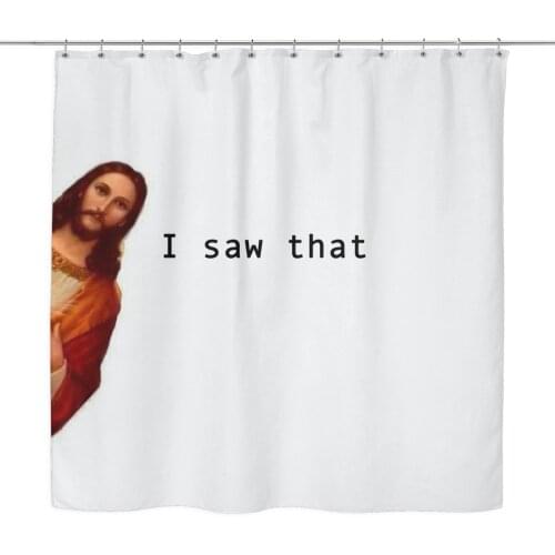Jesus Peeking Shower Curtain - Funny Unique Bathroom Dorm Polyester Waterproof Decor