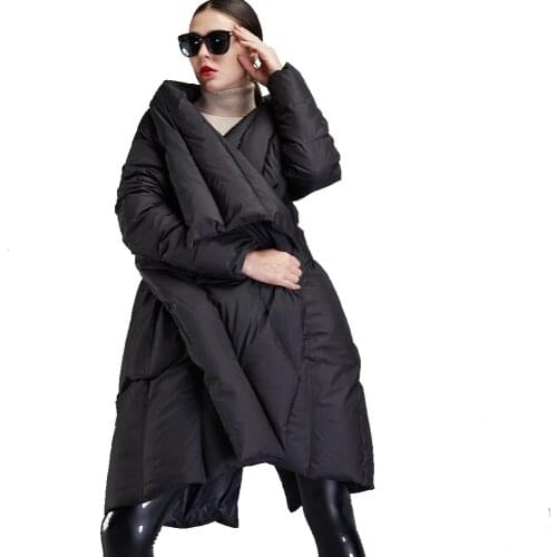 Winter new stylish womens down jackets Irregular cloak style down jackets girls large lapel thicken loose down coat EF12008