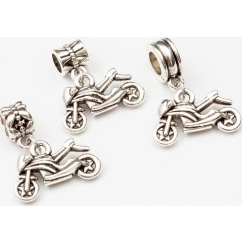 10pcs motorcycle European Bead Vintage Silver Charms fit for pandora style Bracelets Necklace DIY Metal Jewelry Making JA600070