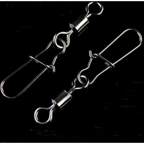 100pcs Stainless Steel Fishing Swivel American Rolling Swivel with Nice Snap Fish Hook Lure Connector Terminal swivels Pesca