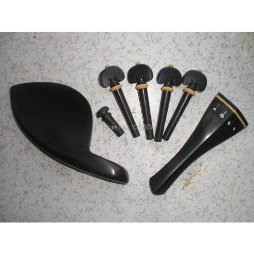 3 Sets Ebony Violin parts including Chin rest tail piece and violin pegs 4/4