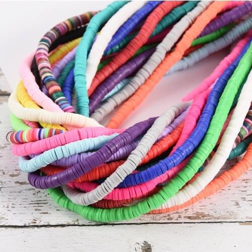 6mm Flat Round Polymer Clay Beads Chip Disk Loose Spacer Handmade Beads for DIY Jewelry Making Bracelet Finding Mixed Color