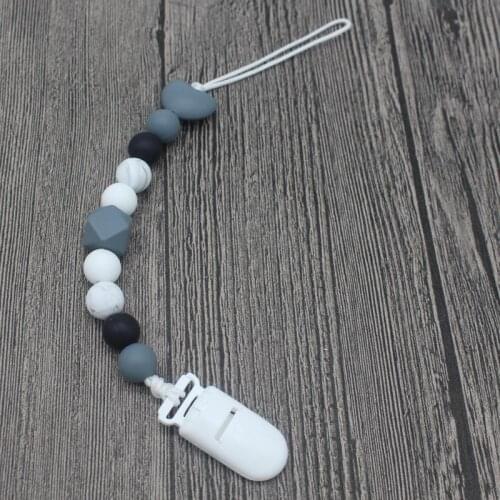 Anti-lost Baby Plastic Clip For Nipple Chew Toy Chain Infant Baby Teething Leash Strap Cute Silicone Pendant Beads Clip Chain