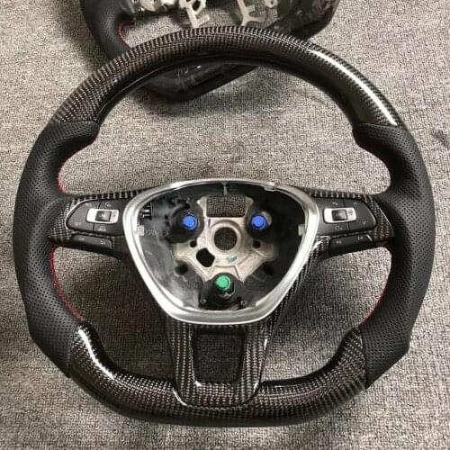 Cuatomized Real Carbon Fiber Sports Steering Wheel Alcantara Leather compatible for Volkswagen Tayron 2019-2021