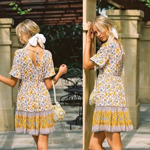 Europe and America2021Womens new rayon positioning printing elastic deepVDress