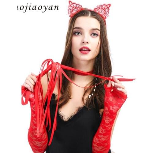 Hot Sell Black lace sexy openwork headband cat ears headband cat girl headwear