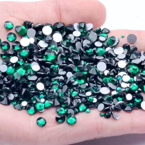 Emerald Non Hotfix Glass Rhinestones SS3-SS34 And Mixed Sizes Flatback Glue On Strass Diamonds DIY nails accesorios