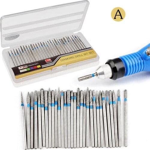 Nail Drill Bits Carbide Rotary Burr Set 3/32' (2.35mm) Shank Drill Bit for DIY Nail Drill Manicure Pedicure (1 Set of 30pcs)