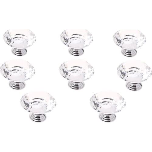 50MM 8 pcs Knob Crystal for wall cabinet drawer wardrobe cabinets kitchen furniture Damage brightness to any mobile, Transparent