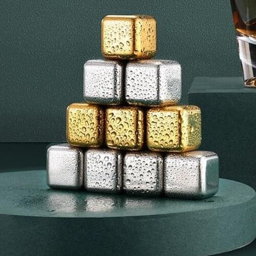 304 Stainless Steel Ice Cube Nordic Gold Silver Metal Ice Grain Ice Ball Ice Whiskey Quick-frozen Beverage Wine Wine Set