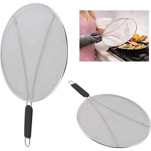 Oil-Proof Splatter Baffle Net Cover Protective Guard with Handle Kitchen Tool