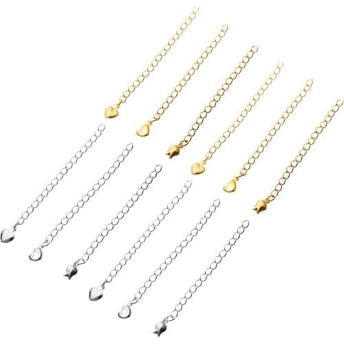 5pcs Copper Extender Tail Chain For Bracelet Necklace Gold Silver Color Extended Extension Chains DIY Jewelry Making Accessories