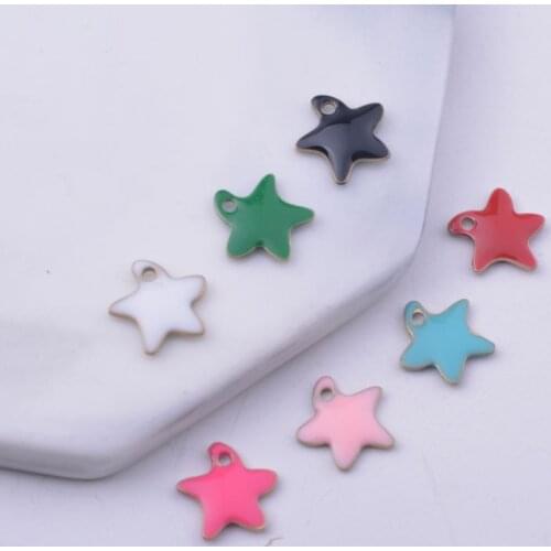 30pcs 10mm Copper Both Faced Enamelled Starfish Charms For Earring Necklace Enamel Pendant