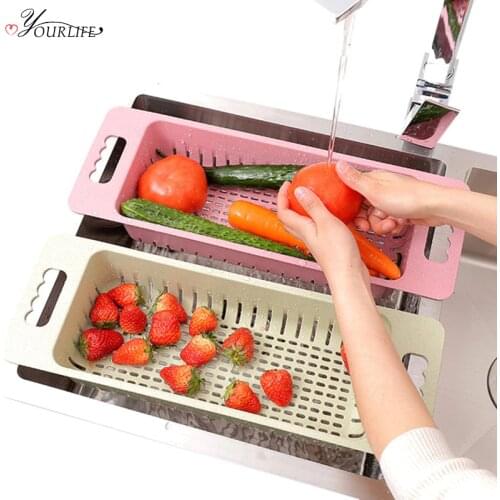 OYOURLIFE Kitchen Multifunction Sink Rack Vegetables Fruit Drain Basket Tableware Organize Drying Shelf Kitchen Storage Holder
