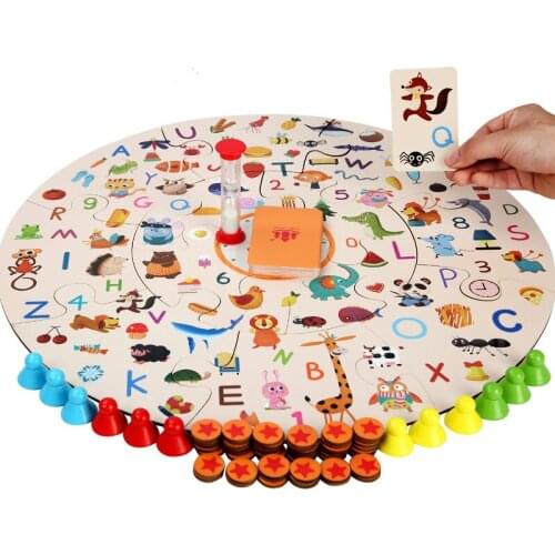 Montessori Early education toys wooden jigsaw puzzle parent-child interaction detective search card memory board game for kids