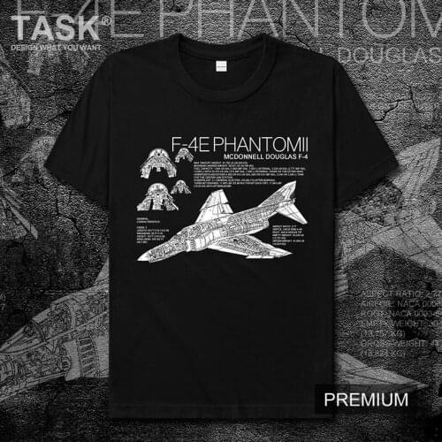 USA F4E phantomII fighter printed short-sleeved t-shirt mens American weapon fans O-Neck sport hipster cotton half sleeve tees