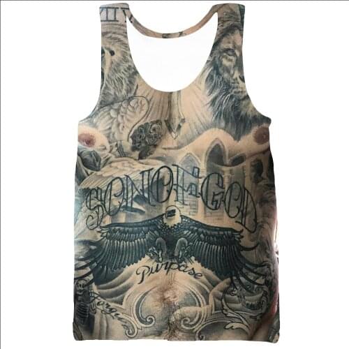 3D Tattoo Printed Mens Cool Pattern vest S-7XL men clothing harajuku graphic vest mens tank top
