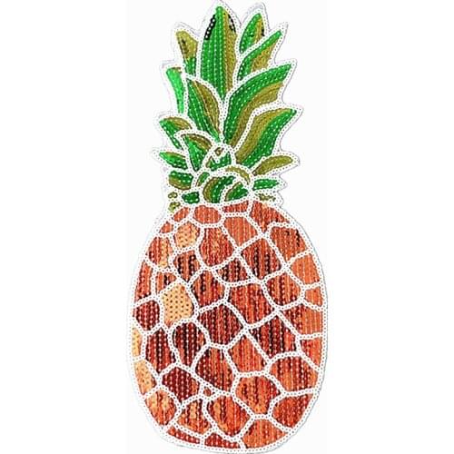 295MM Pineapple Fruit Patches For Clothing Luxury Sequins Strange Things Sequined Patch Clothes Stickers Christmas Biker Badge