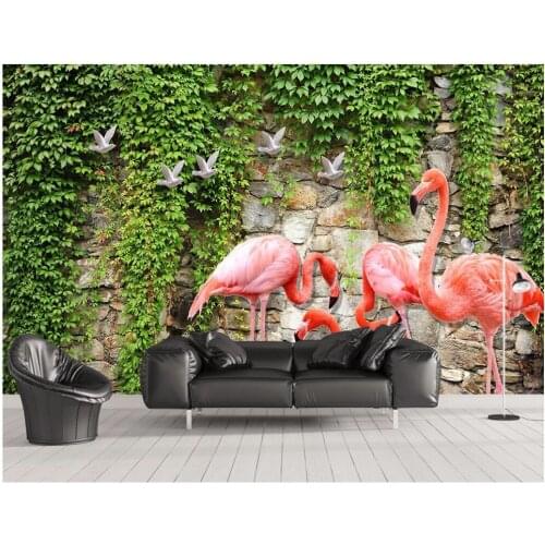 Custom mural 3d photo wallpaper Rose Flamingo TV Wall decoration painting 3d wall murals wallpaper for living room walls 3 d