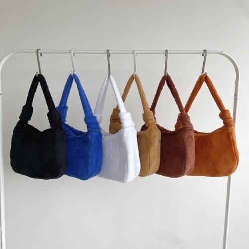 2021 Winter New Faux Fur Soft Hobos Bag Hair Zipper Womens Bag Top Handle Handbags Ladies Small Shoulder Bags Whole Sale