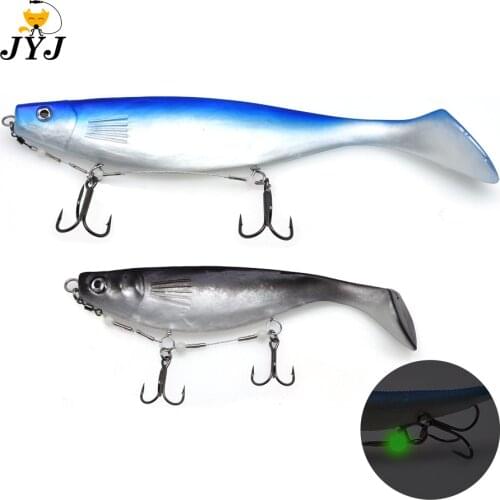 3D Big Scanned Soft Fish 26g/72g Silicone T-Style Paddle Tail Fishing Lure Bait with treble hook flanking action Fishing Tackle