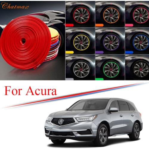 9 Colors Car Wheel Hub Rim for Acura MDX NSX RDX TLX ILX RL ZDX Edge Protector Ring Tire Strip Guard Rubber Decals 8M