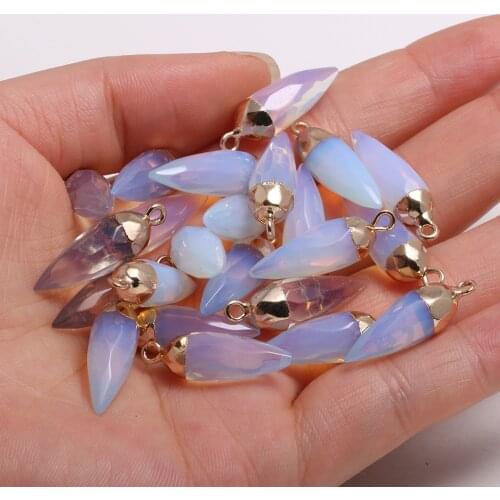 Natural Stone Faceted opal Pendants for Jewelry Making Diy earring necklace Bracelet accessories Charms Reiki Healing Gift
