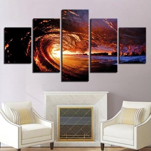 Full Square Round 5D Diy Diamond Painting 5Pieces Sunset Seascape Sea Waves Rhinestone Diamond EmbroideryZP-1656