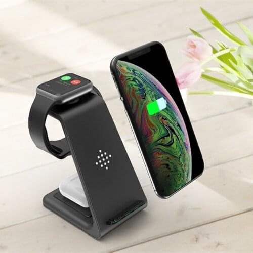 QI 10W Fast Charge 3 in 1 Wireless Charger Station For iPhone 11 for Samsung For Apple Watch 5 4 3 For Airpods Pro Charger Stand