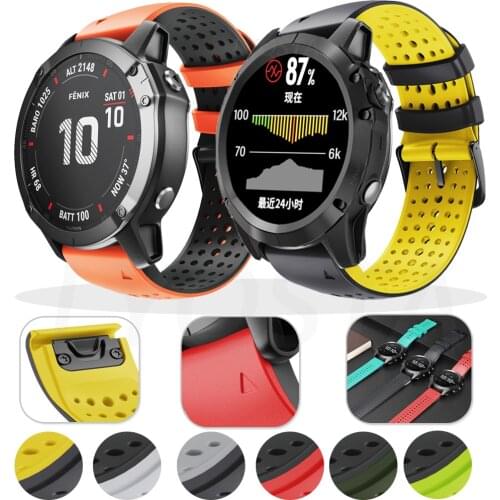 26 22mm Sport Silicone Watchband for Garmin Fenix 6X 6 6S Pro 5X 5 5S Plus 3 3HR 945 Easy Fit Quick Release Wrist Straps Correa