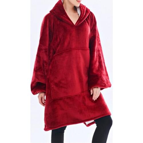 Winter Warm Thick Hooded Sweater Oversized Sweatshirts TV Blanket Casual Loose Pullover Adult Children Fleece Weighted Robe Tops