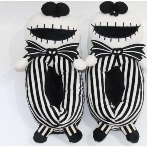 The Nightmare Before Christmas Jack Skellington Warm Plush Full Covered Slippers Stuffed Indoor Men Women Shoes