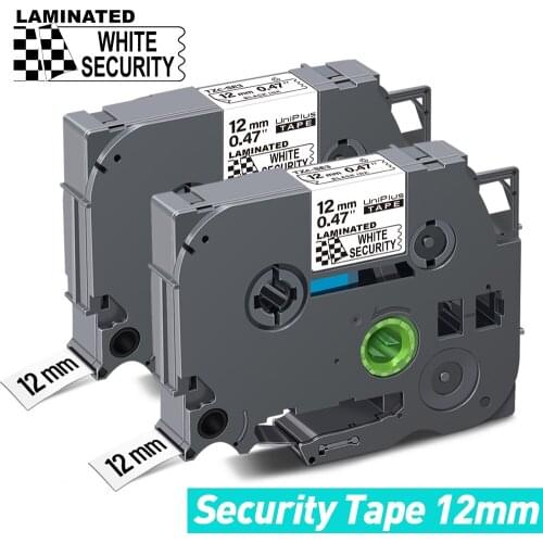 UniPlus 2PK 12mm Security Tape File Document Keep Secret Leave a Mark Label Compatible Brother Tape SE3 SE3 Black on White Tape